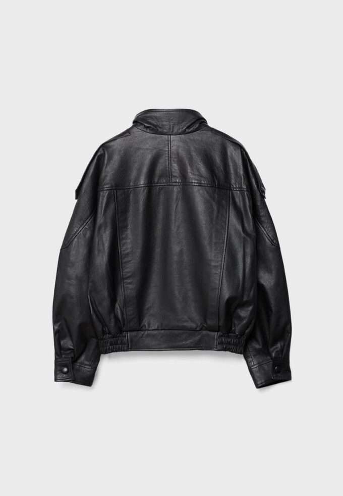 Oversize-jacka med flik i 100 % skinn Oversize-jacka med flik i 100 % skinn