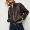 Oversize-jacka med tvättad skinnlook