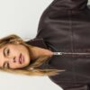 Oversize-jacka med tvättad skinnlook