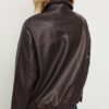 Oversize-jacka med tvättad skinnlook