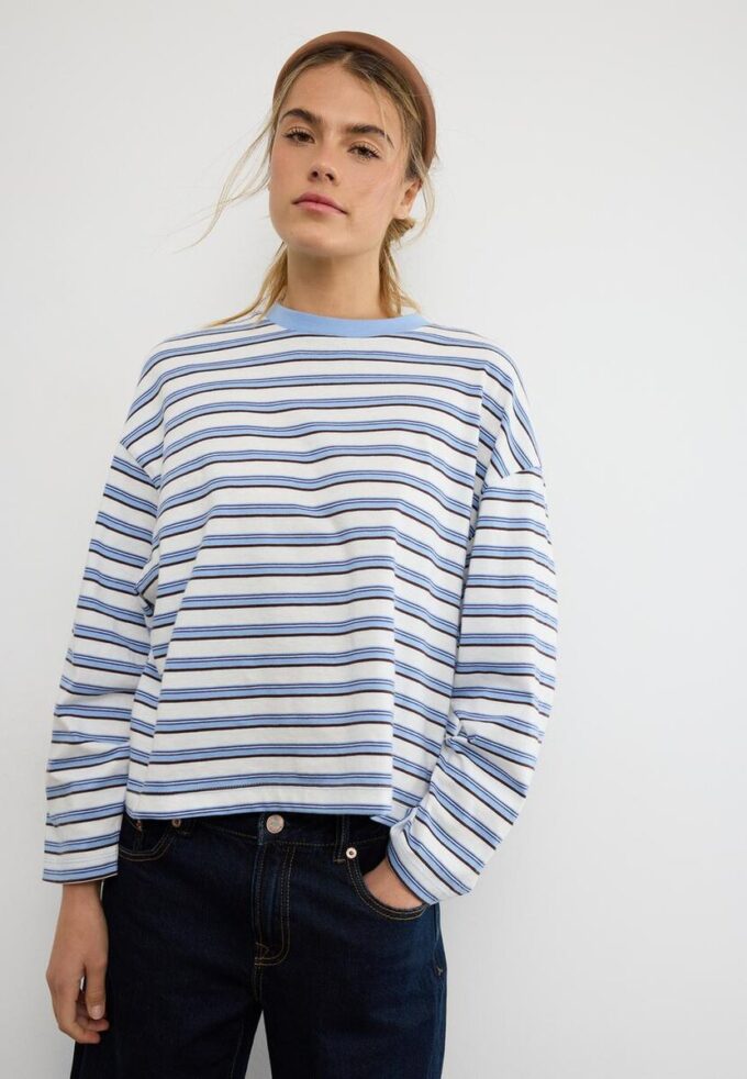 Oversize-T-shirt med långa ärmar och ränder
