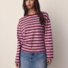 Oversize-T-shirt med långa ärmar och ränder