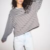 Oversize-T-shirt med långa ärmar och ränder