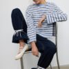Oversize-T-shirt med långa ärmar och ränder
