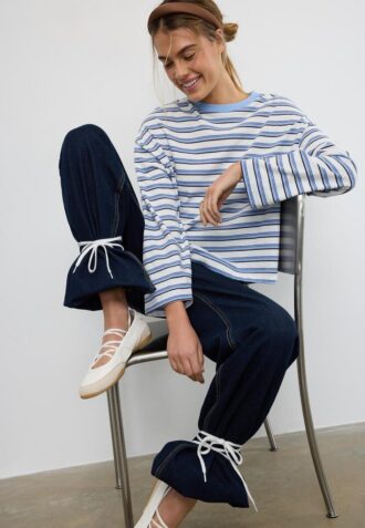 Oversize-T-shirt med långa ärmar och ränder