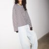 Oversize-T-shirt med långa ärmar och ränder