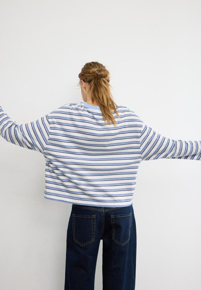 Oversize-T-shirt med långa ärmar och ränder