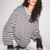 Oversize-T-shirt med långa ärmar och ränder