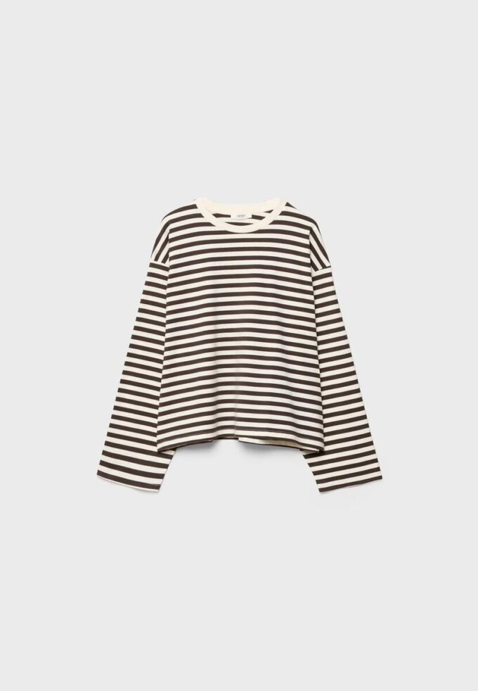 Oversize-T-shirt med långa ärmar och ränder
