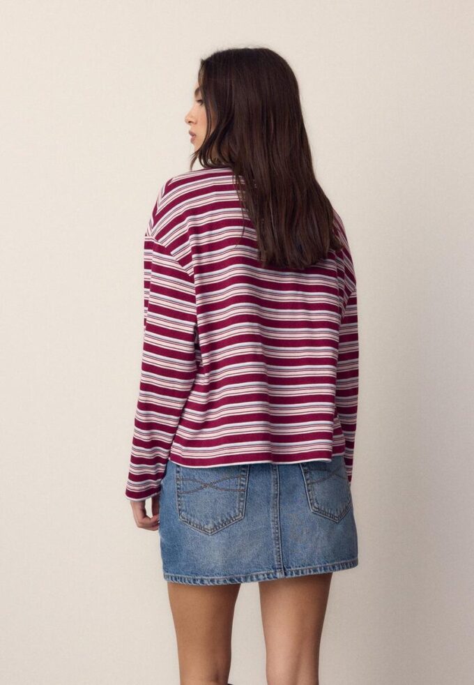 Oversize-T-shirt med långa ärmar och ränder