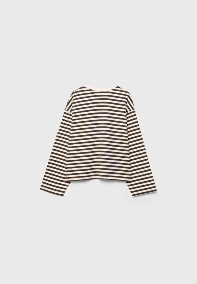 Oversize-T-shirt med långa ärmar och ränder