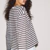 Oversize-T-shirt med långa ärmar och ränder