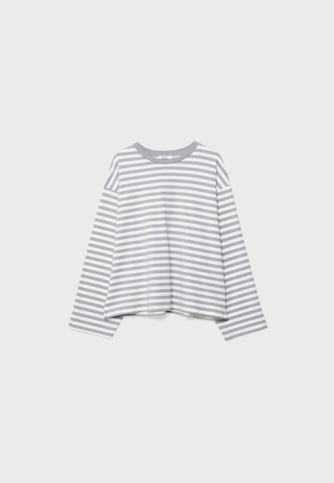 Oversize-T-shirt med långa ärmar och ränder