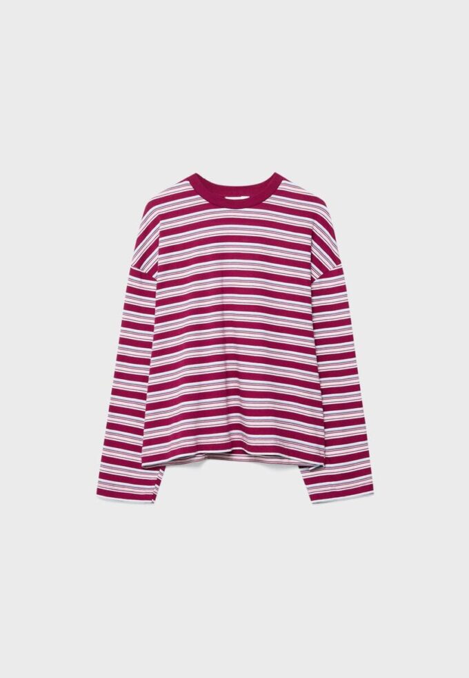 Oversize-T-shirt med långa ärmar och ränder