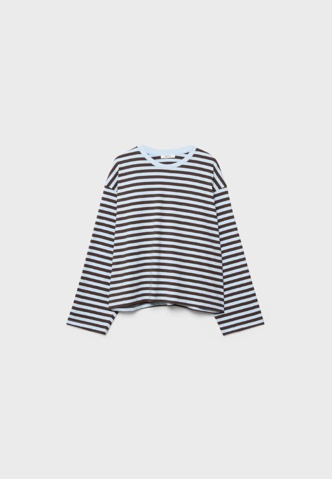 Oversize-T-shirt med långa ärmar och ränder