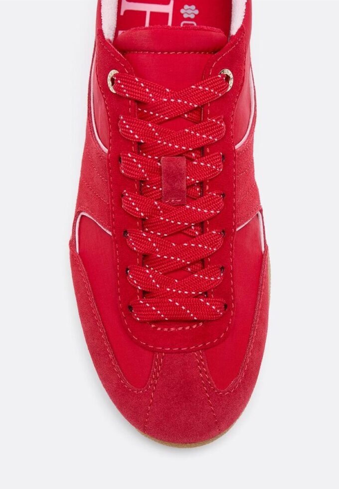 Platta sneakers med skinndetaljer