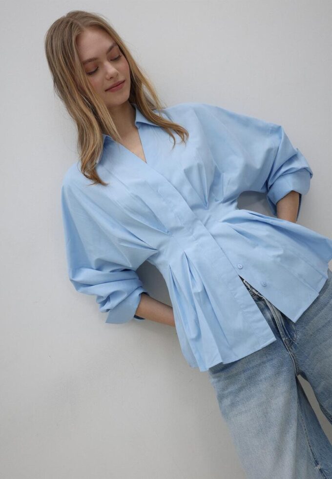 Poplin-skjorta med veck