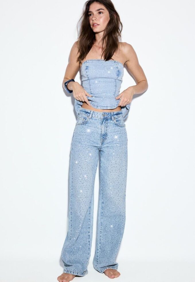Raka jeans med strass