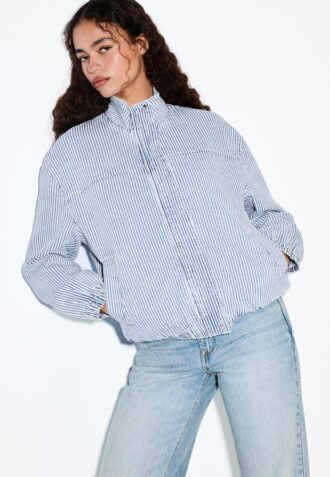 Randig jeansjacka