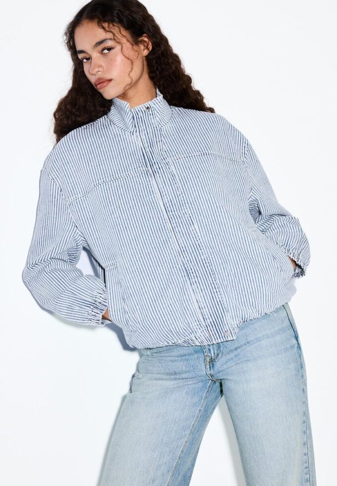Randig jeansjacka