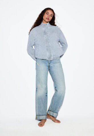 Randig jeansjacka