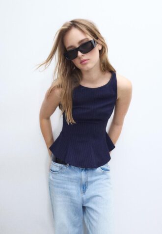 Randig ärmlös peplum-top Randig ärmlös peplum-top