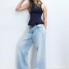 Randig ärmlös peplum-top Randig ärmlös peplum-top