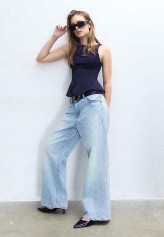 Randig ärmlös peplum-top Randig ärmlös peplum-top