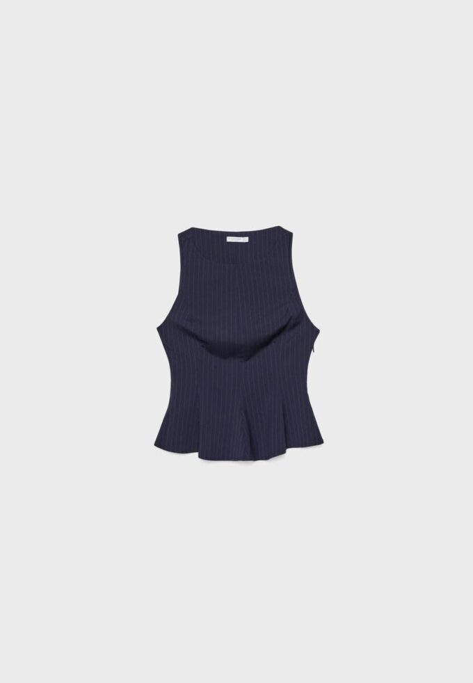 Randig ärmlös peplum-top Randig ärmlös peplum-top