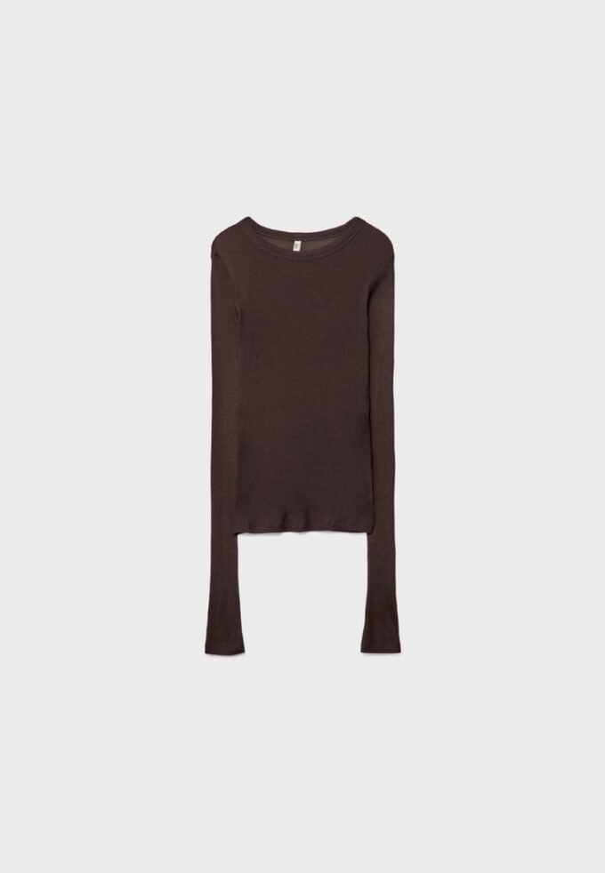 Ribbad långärmad T-shirt