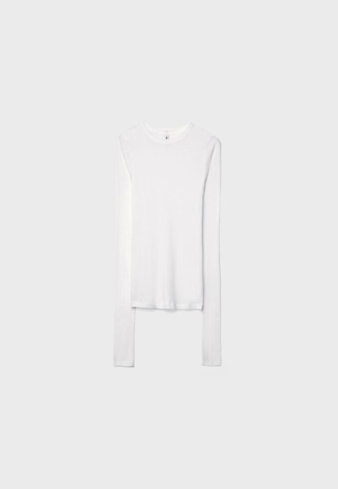 Ribbad långärmad T-shirt