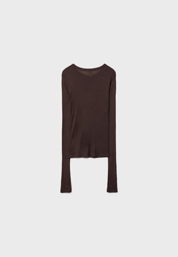 Ribbad långärmad T-shirt