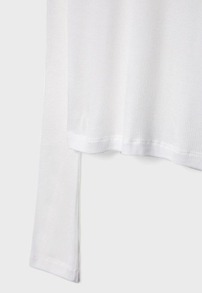 Ribbad långärmad T-shirt