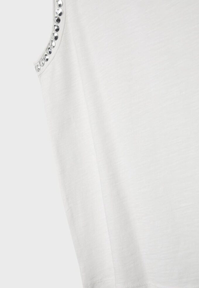 Ärmlös T-shirt med broderade nitar