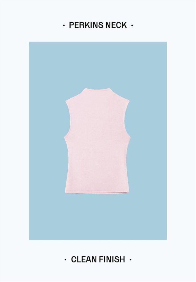 Ärmlös T-shirt med trattkrage