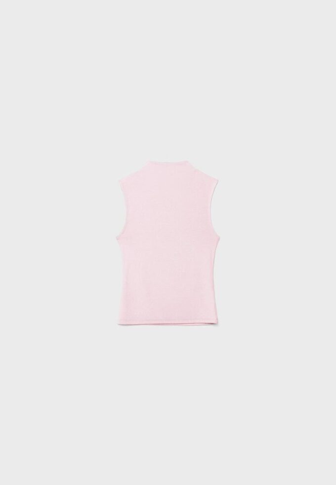 Ärmlös T-shirt med trattkrage