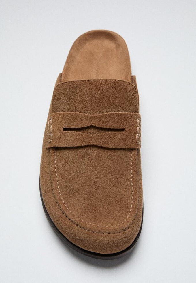 Rygglösa skinnloafers