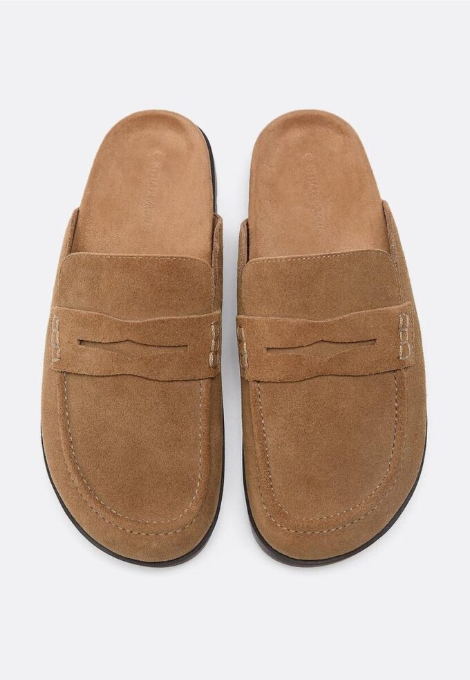 Rygglösa skinnloafers