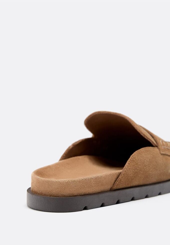 Rygglösa skinnloafers