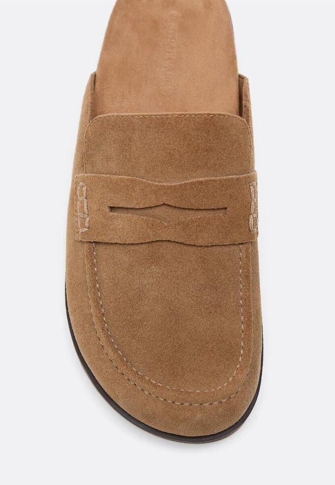 Rygglösa skinnloafers
