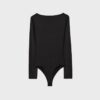 Rynkad bodysuit i polyamid med V-ringning