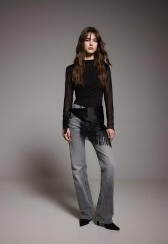 Rynkad bodysuit i tyll