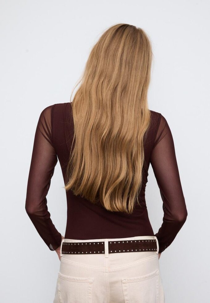 Rynkad bodysuit i tyll