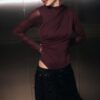 Rynkad bodysuit i tyll