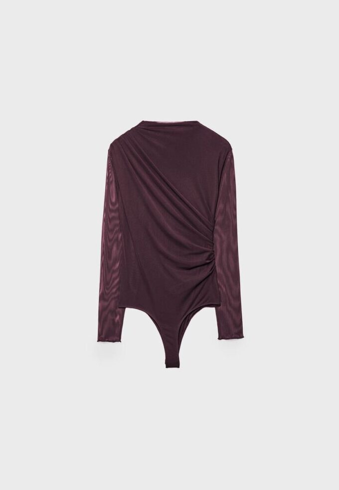 Rynkad bodysuit i tyll