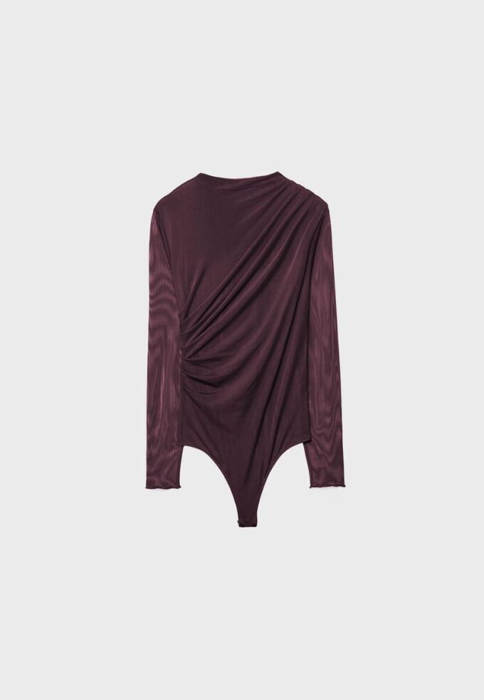 Rynkad bodysuit i tyll