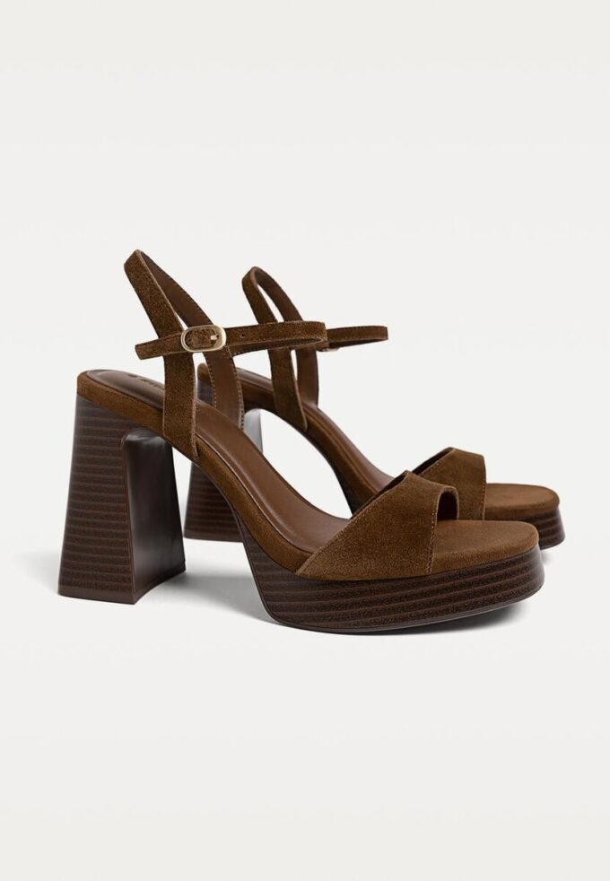 Sandaler med plattform i skinn