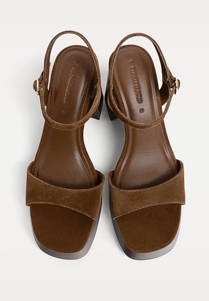 Sandaler med plattform i skinn