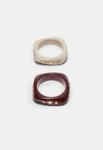 Set med 2 armband med stjärnor och briljantslipade stenar