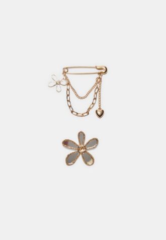 Set med 2 blomsterbroscher med kristalleffekt